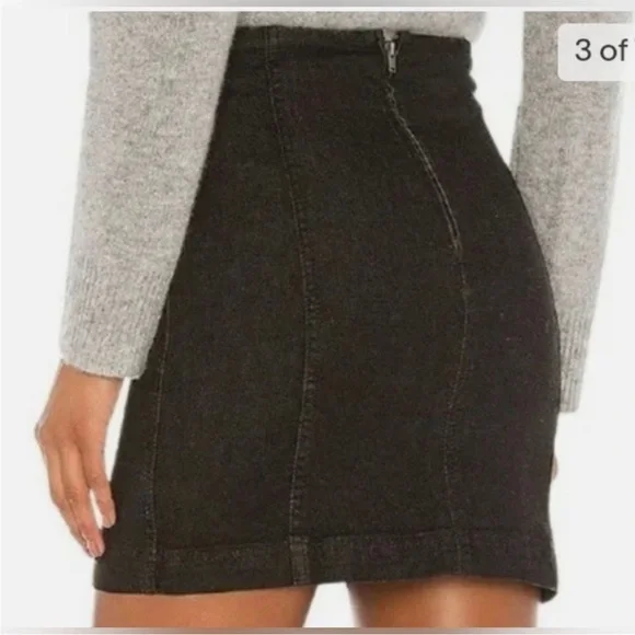 Free People Modern Femme Denim Washed Black Skirt, Size 6 - Picture 2 of 9